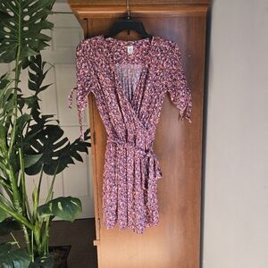 GAP Floral Faux Wrap Mini Dress - Pink and Blue Womens Xs